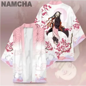 Personnages d&rsquo;anime Kamado Tanjirou Cosplay Kimono Cape Costume Harajuku 3D imprimé veste Kamado Nezuko japonais traditionnel Cape