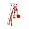 porte clés en forme de boule de fourrure rouge, chat porte bonheur, mignon et amusant, pendentif, chaîne de téléphone, sac, ornement suspendu, sac à dos, breloques, accessoire cadeau