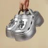 sandales à plateforme épaisse pour femmes, chaussures de jardin à semelle optique à enfiler, sabots bricolage, parker fermé, toboggans de plage coordonnants, été, nouveau, 2025