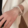 bracelet large ouvert en or et argent, en acrylique abs, manchette de style européen et américain, design minoritaire exagéré