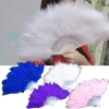 Éventail à main en plumes artificielles, artisanat de style chinois, décoration de performance classique, élégant, pour fête de danse chinoise, pliant