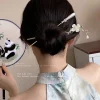 Épingles à cheveux à fleurs en alliage rétro, fourchettes à cheveux à pampilles de style chinois romantique, accessoires pour cheveux hanfu élégants adaptés à un usage quotidien