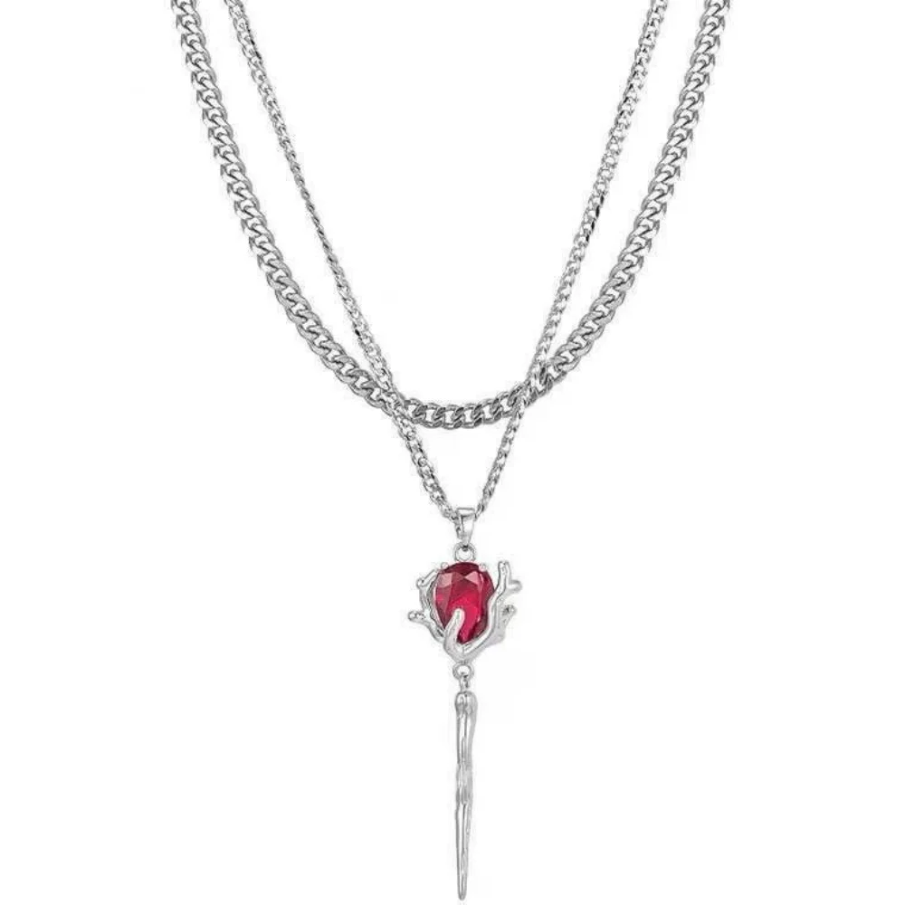 collier pendentif rose incrusté de strass de luxe à la mode, charmant bijoux de fête de banquet, chaîne de clavicule, cadeaux de vacances collier pendentif rose incrusté de strass de luxe à la mode, charmant bijoux de fête de banquet, chaîne de clavicule, cadeaux de vacances