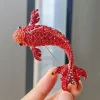 Broches en strass de poisson Koi rouge pour femmes, unisexe, Vintage, 3 couleurs, carpe, poisson, Animal, manteau, costume, cadeaux du nouvel an