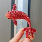 Broches en strass de poisson Koi rouge pour femmes, unisexe, Vintage, 3 couleurs, carpe, poisson, Animal, manteau, costume, cadeaux du nouvel an
