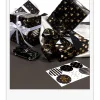papier d'emballage cadeau flexible enduit noir, papier d'emballage de noël classique pour poupées plus grandes, ensembles de livres pour la saint valentin