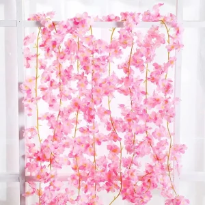 Guirlande de fleurs artificielles de cerisier Sakura, 180CM, fausses plantes en soie, vigne, ornement d’arc de mariage, décoration de fête de jardin pour la maison Guirlande de fleurs artificielles de cerisier Sakura, 180CM, fausses plantes en soie, vigne, ornement d’arc de mariage, décoration de fête de jardin pour la maison