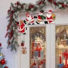 décor d'angle de porte de noël en bois, père noël, bonhomme de neige, renne, panneau de cadre de porte, ornement pendentif de dessin animé pour décor de fête du nouvel an