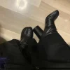 bottines tabi en cuir pour femmes, design de marque de luxe, bottines rondes et épaisses à talons hauts, chaussures à bout fendu, automne hiver