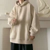 sweats à capuche monochromes surdimensionnés pour hommes, poches à capuche, manches longues, pvd, style japonais, décontracté, tendance de la mode, automne, hiver