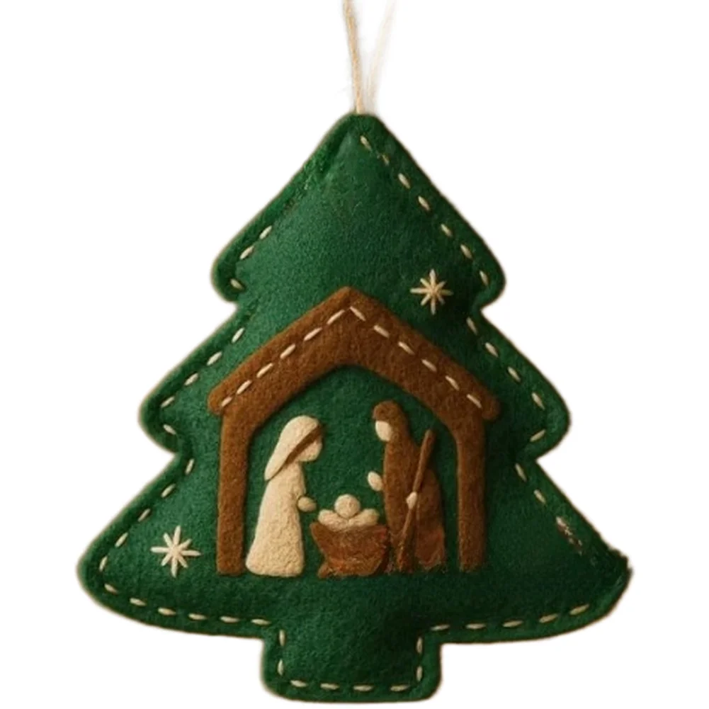 Ornements en feutre faits à la main avec scène de nativité dans un style d’art moderne pour la décoration d’arbre de Noël et une atmosphère festive de la maison Ornements en feutre faits à la main avec scène de nativité dans un style d’art moderne pour la décoration d’arbre de Noël et une atmosphère festive de la maison