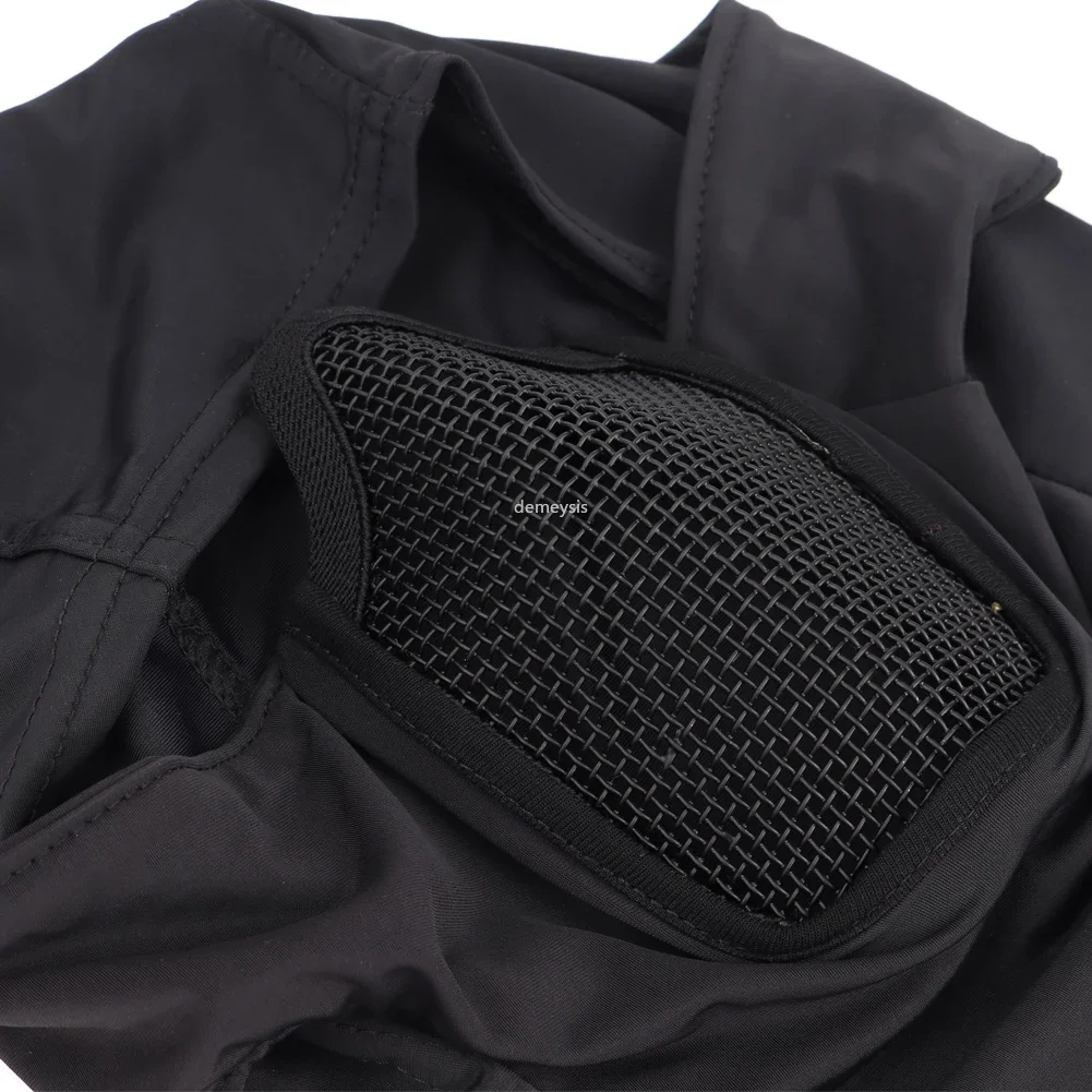 cagoule tactique en maille, masque airsoft paintball, protection complète du visage, capuche de style ninja, masque métallique en acier, design pliable cagoule tactique en maille, masque airsoft paintball, protection complète du visage, capuche de style ninja, masque métallique en acier, design pliable