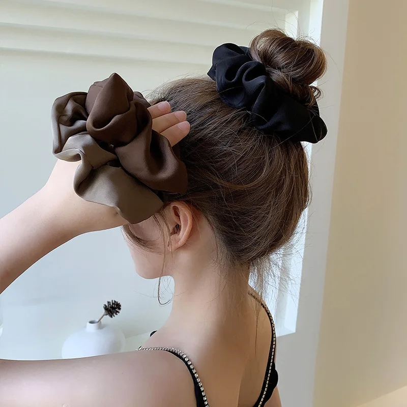 femme coréenne grand élégant soie élastiques bandeau de cheveux filles couleur unie chouchous cheveux cravates dames queue de cheval tenir cheveux accessoires femme coréenne grand élégant soie élastiques bandeau de cheveux filles couleur unie chouchous cheveux cravates dames queue de cheval tenir cheveux accessoires
