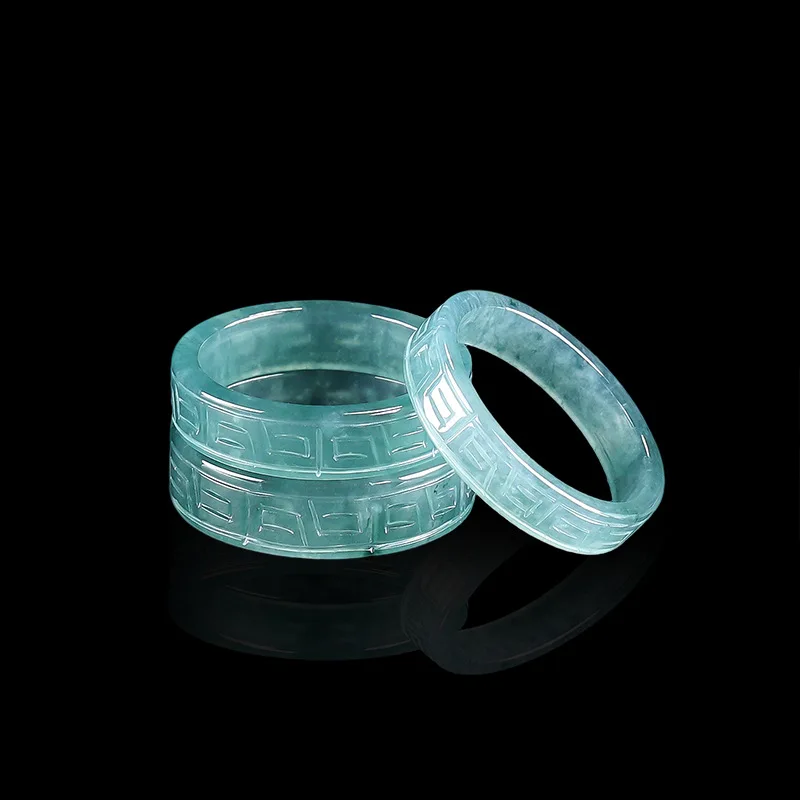 jia le/original naturel de qualité a jade bleu eau motif antique bague sculpté à la main exquis mode hommes et femmes couples cadeau jia le/original naturel de qualité a jade bleu eau motif antique bague sculpté à la main exquis mode hommes et femmes couples cadeau
