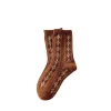chaussettes tube épaisses en laine kawaii pour femmes, dessin animé harajuku, ours quadrillé, chaud, école, style mignon, automne, hiver