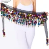 Ceinture colorée ceinture de danse du ventre Costumes Double couches paillettes gland danse du ventre écharpe de hanche pour les femmes ceintures de danse du ventre indien