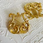 Broche harpe dorée Vintage, bijoux, costume Musical, pour Cardigan, pull, articles cadeaux rétro