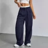 pantalon pleine longueur imprimé à rayures pour femmes, taille haute, mode décontractée y2k, ample, jambes larges