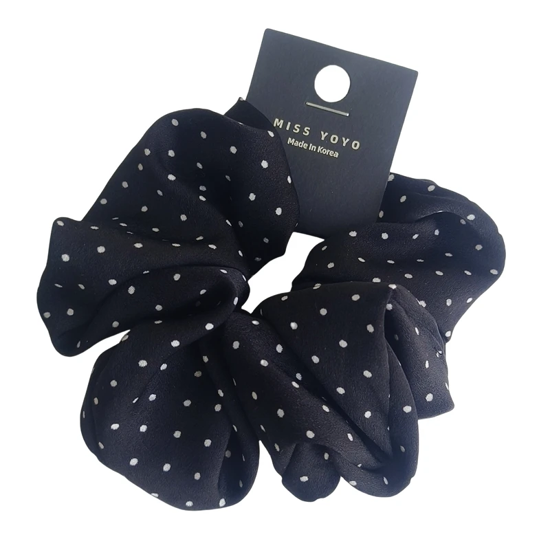 accessoires pour cheveux coréens à pois noirs et blancs haut de gamme, bandeau pour gros intestin, tempérament satiné, bandeau queue de cheval accessoires pour cheveux coréens à pois noirs et blancs haut de gamme, bandeau pour gros intestin, tempérament satiné, bandeau queue de cheval