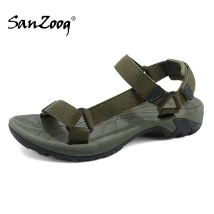 Chaussures ouvertes d&rsquo;été de haute qualité pour hommes, sandales réglables d&rsquo;extérieur, gladiateur de plage Rome, respirant, vert pur noir, grande taille 47 48