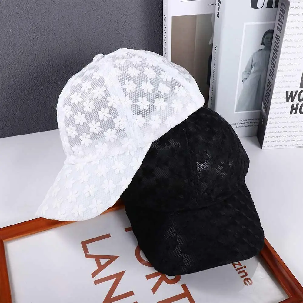 mode décontracté coréen filles femmes hip hop visières casquette maille chapeau dentelle fleur casquette de baseball mode décontracté coréen filles femmes hip hop visières casquette maille chapeau dentelle fleur casquette de baseball