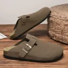 sandales en daim et liège pour hommes et femmes, sabots, pantoufles à bout fermé, diapositives, semelle intérieure de santé, livraison directe