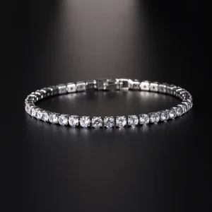 Luxe Hiphop glacé 4mm cubique zircone cristal Tennis Bracelets pour femme hommes couleur or argent couleur Bracelet chaîne bijoux
