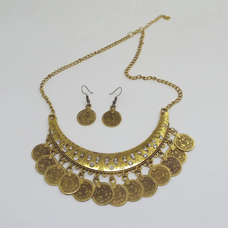 ensemble de bijoux ethniques tribaux gitanes pour femmes, tour de cou boho, colliers de la présidence, déclaration vintage, pièce de monnaie, gland, collier en biscuits, boucles d'oreilles ensemble de bijoux ethniques tribaux gitanes pour femmes, tour de cou boho, colliers de la présidence, déclaration vintage, pièce de monnaie, gland, collier en biscuits, boucles d'oreilles