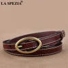 la spezia ceinture vintage en cuir group pour femme, marron, broche fine, structure de la taille, accessoire pour jeans