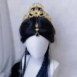 Coiffure chinoise plaquée or pour femme, double phénix et fleurs, épingle à cheveux à long pompon Coiffure chinoise plaquée or pour femme, double phénix et fleurs, épingle à cheveux à long pompon