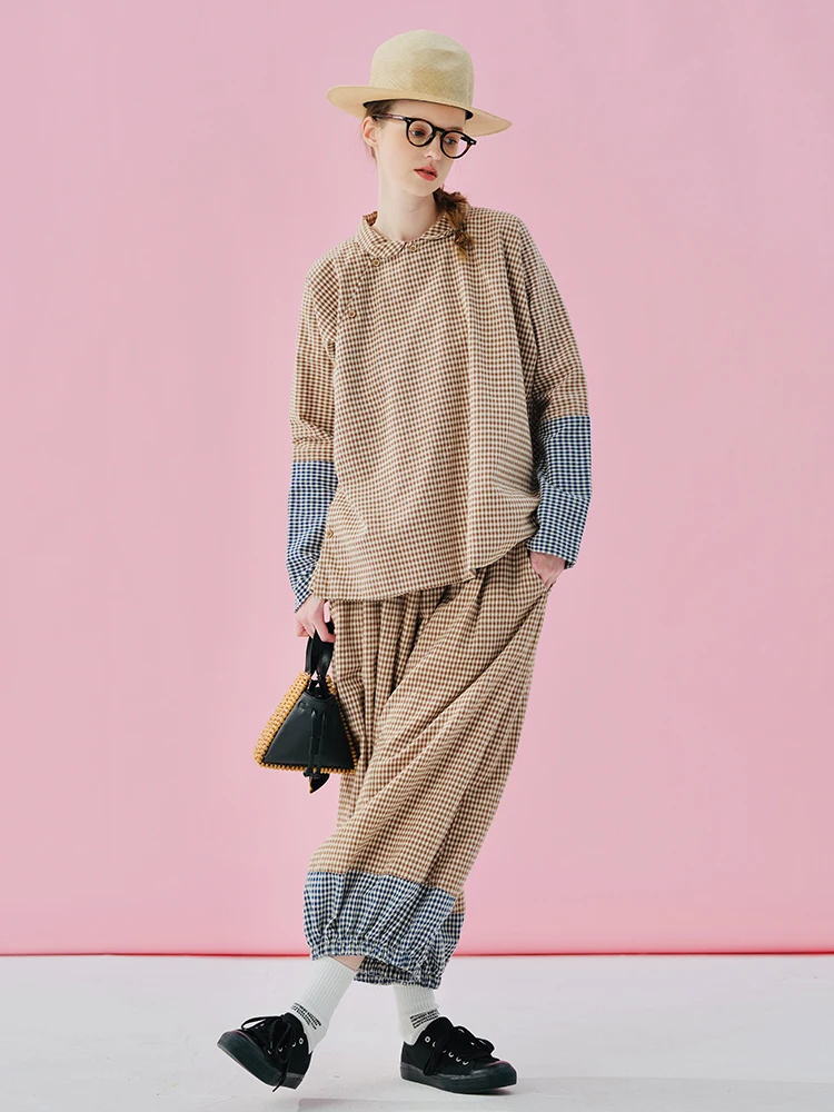imakokoni chemise en pur coton à carreaux pour les abonnés aux documents, chemise dos face, nouveau style chinois, printemps 2025, 244932 imakokoni chemise en pur coton à carreaux pour les abonnés aux documents, chemise dos face, nouveau style chinois, printemps 2025, 244932