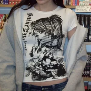 Harajuku vêtements simple coupe rétro T-shirt beau T-shirt style décontracté Y2k dessin animé rue T-shirt imprimé avec texte. Harajuku vêtements simple coupe rétro T-shirt beau T-shirt style décontracté Y2k dessin animé rue T-shirt imprimé avec texte.