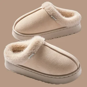 Pantoufles d&rsquo;hiver antidérapantes pour femmes, chaussures d&rsquo;intérieur, pantoufles chaudes en coton doublées de polaire en peluche avec semelle souple pour le confort de la maison