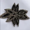 appliques de fleurs perlées faites à la main avec pistolet affamé, perles brunes pour manteau de femmes, sacs de vêtements, décoration de cheveux, 4 pièces/lot