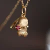 ensembles de bijoux en forme de lapin mignon et exquis, nouvelles boucles d'oreilles artisanales en or ancien mat pour femmes, bague, collier, cadeaux pour petite amie