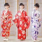 Kimono japonais Yukata Geisha pour enfants, robe de soirée, Kimono traditionnel Vintage avec Obi, nouveauté, Costume de Cosplay pour filles, peignoir