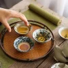 tasse à chapeau en bambou chinois rétro, bol à thé coloré en céramique antique sous glaçure, service à thé kungfu, accessoires de cérémonie du thé