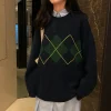 pull en tricot de style japonais pour femme, vêtement d'extérieur, motif diamant, paresseux, mode automne hiver, nouvelle collection