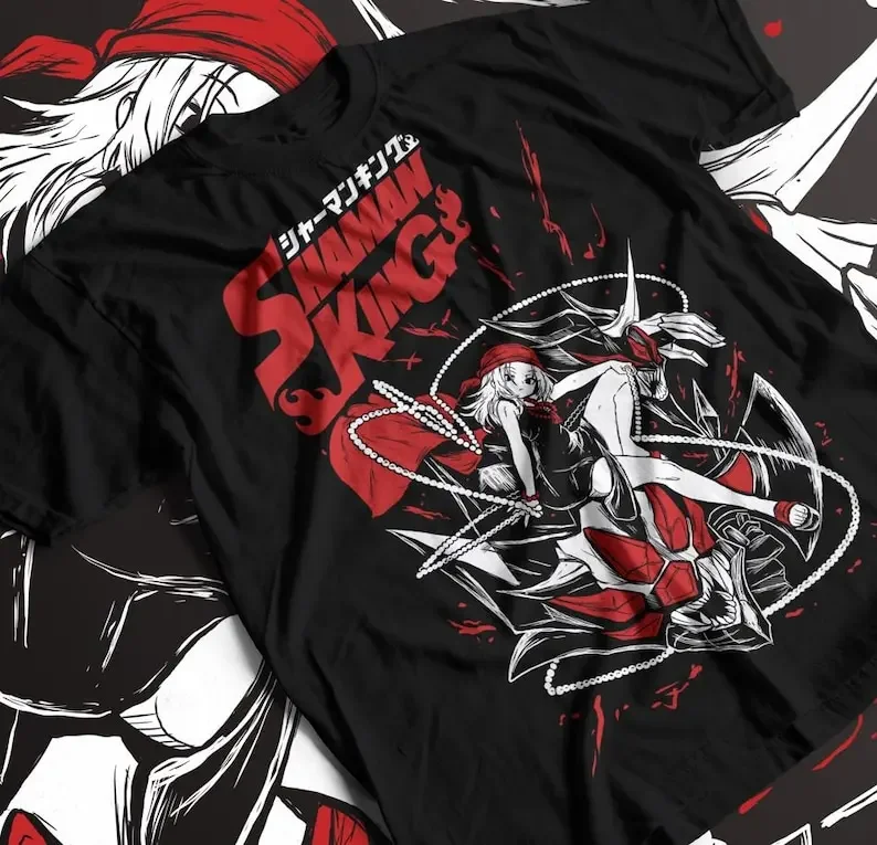 T-shirt japonais anime Shaman King, YChaînes Asakura T-shirt japonais anime Shaman King, YChaînes Asakura