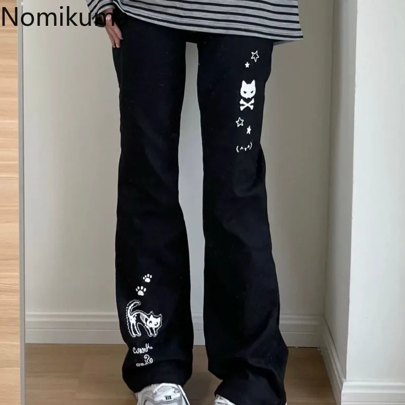 Pantalon japonais Y2k pour femmes, Streetwear, imprimé tête de mort, noir, taille élastique, décontracté, à la mode, nouveau bas, 2025 Pantalon japonais Y2k pour femmes, Streetwear, imprimé tête de mort, noir, taille élastique, décontracté, à la mode, nouveau bas, 2025