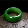 Bague en Jade Hetian vert naturel, amulette en jadéite chinoise, bijoux de charme à la mode, artisanat sculpté à la main, cadeaux pour femmes et hommes
