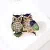 broches double hibou tendance, strass, badge, oiseau, animal, fête, costume décontracté, badge de décoration pour femmes, cadeaux de corsage