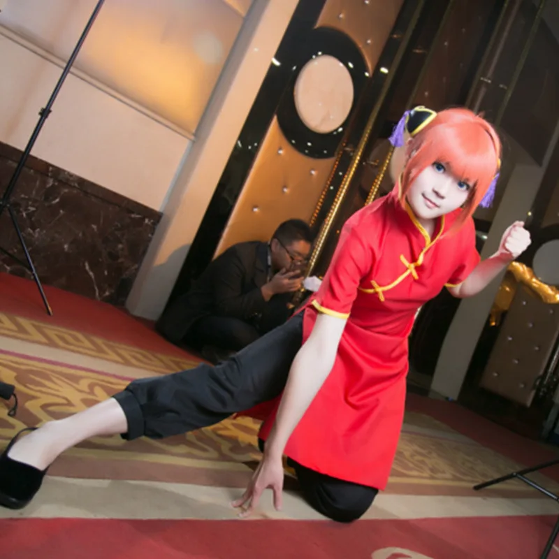 gintama silver soul kagura cosplay costume pour femme anime japonais robe chinoise kagura perruque kungfu tenues cheongsam gintama silver soul kagura cosplay costume pour femme anime japonais robe chinoise kagura perruque kungfu tenues cheongsam