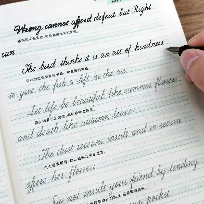 Cahier anglais pour le nettoyage de la calligraphie pour adulte, écriture manuscrite, italien, italien, rond, livre de pratique de l’impression anglaise Cahier anglais pour le nettoyage de la calligraphie pour adulte, écriture manuscrite, italien, italien, rond, livre de pratique de l’impression anglaise