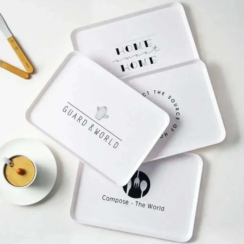 plateau de petit déjeuner, thé, pain, dessert, plateau de collation, plateau de rangement, accessoire carré, vaisselle, plateau isolé en plastique, 1 pièces plateau de petit déjeuner, thé, pain, dessert, plateau de collation, plateau de rangement, accessoire carré, vaisselle, plateau isolé en plastique, 1 pièces