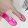 eofk tongs de plage pour femmes, pantoufles d'extérieur anti alde, sandales plates transparentes, nouvelle collection été
