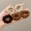 5 pièces/ensemble laine élastique cheveux cravate noir kaki mode cheveux cordes bandes de caoutchouc femmes coréen chouchous gomme cheveux accessoires