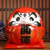 boîte à monnaie en céramique, ornement japonais daruma de 7.5 pouces, banque de pièces de monnaie dharma maneki neko, figurine de fortune feng shui, cadeau de mariage