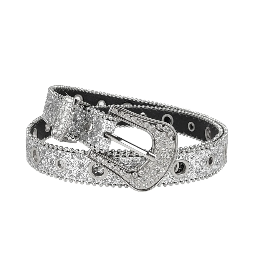 ceinture en cristal brillant argenté pour femmes, tendance, assortie avec des pantalons tendance ceinture en cristal brillant argenté pour femmes, tendance, assortie avec des pantalons tendance