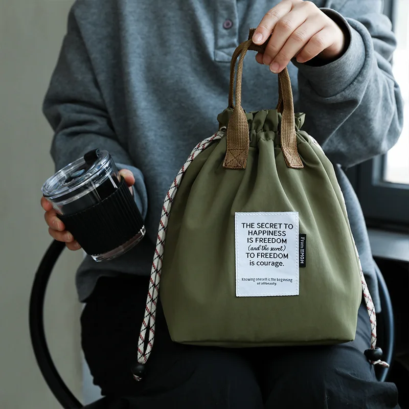 Sac à déjeuner japonais coréen en toile de coton, sac à main à cordon de serrage, Portable, isolé thermiquement, pique-nique, stockage des aliments, boîte à Bento, fourre-tout Sac à déjeuner japonais coréen en toile de coton, sac à main à cordon de serrage, Portable, isolé thermiquement, pique-nique, stockage des aliments, boîte à Bento, fourre-tout